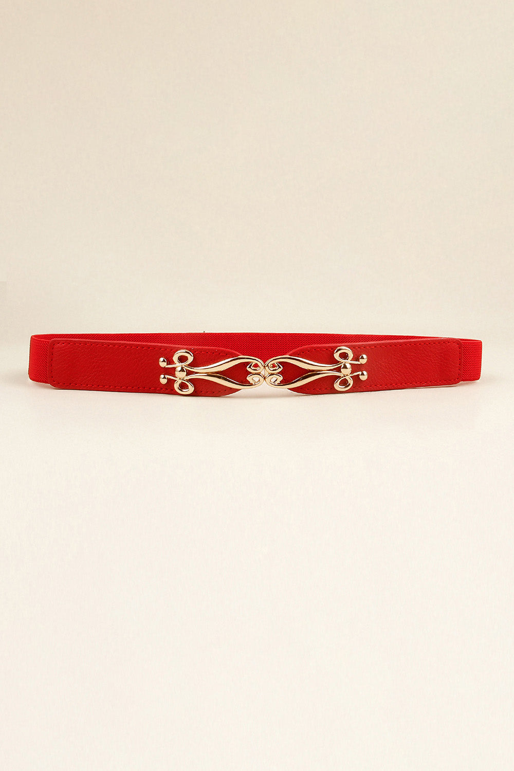 Buckle Elastic Belt with Gold Accents