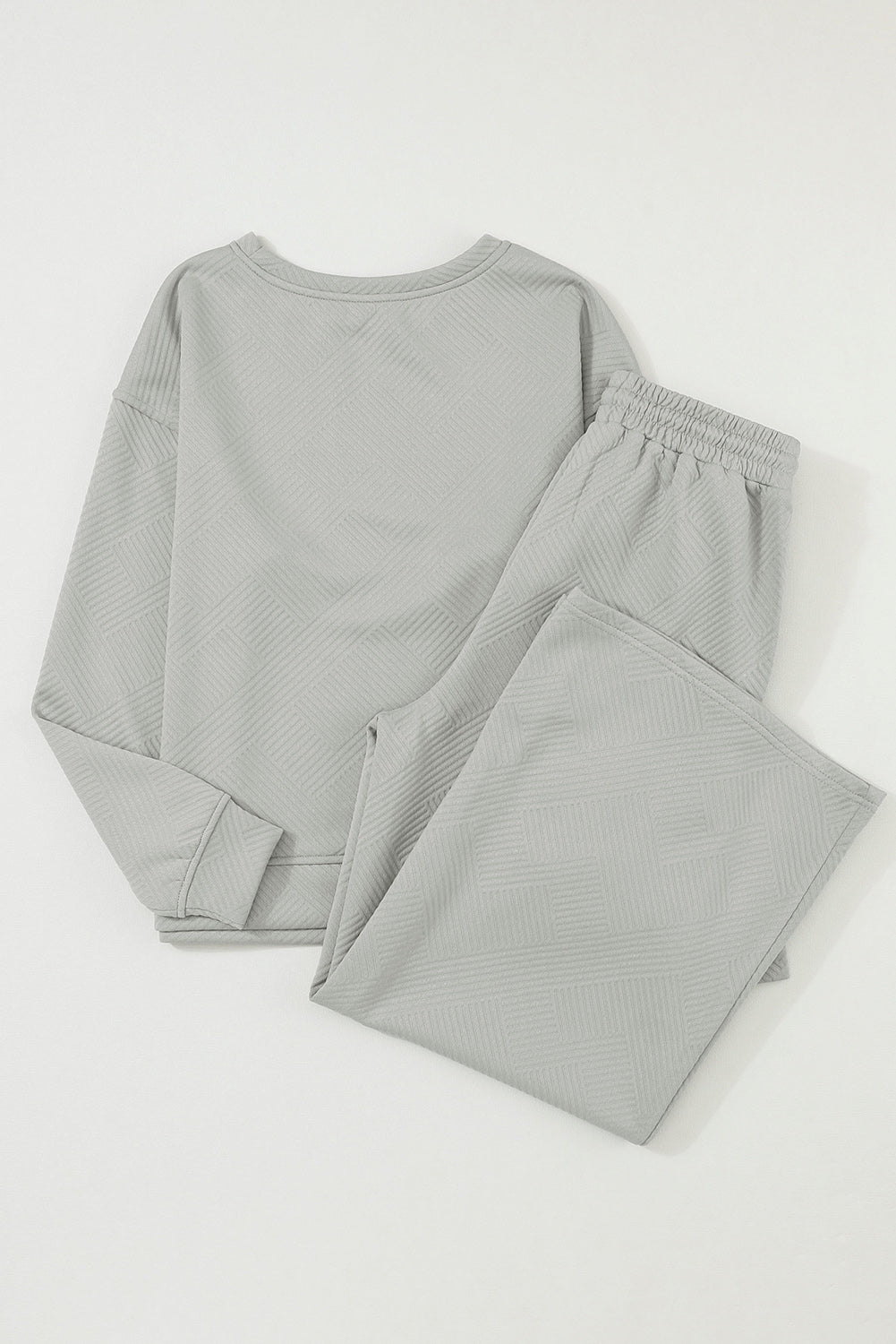Textured Loose Slouchy Long Sleeve Top and Pants Set
