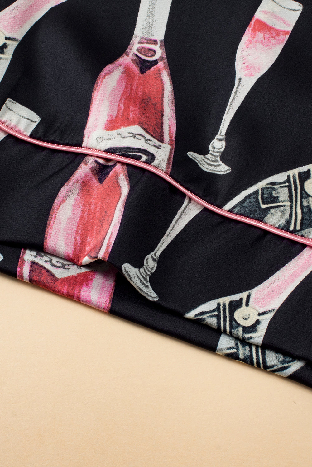 Champagne Print Silky Pajamas Set