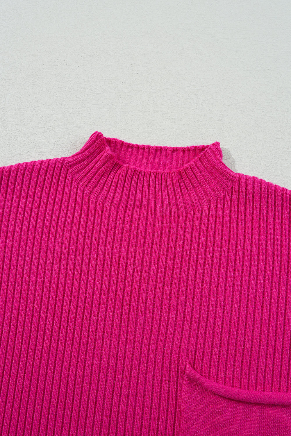 Patch Pocket Ribbed Knit Short Sleeve Sweater
