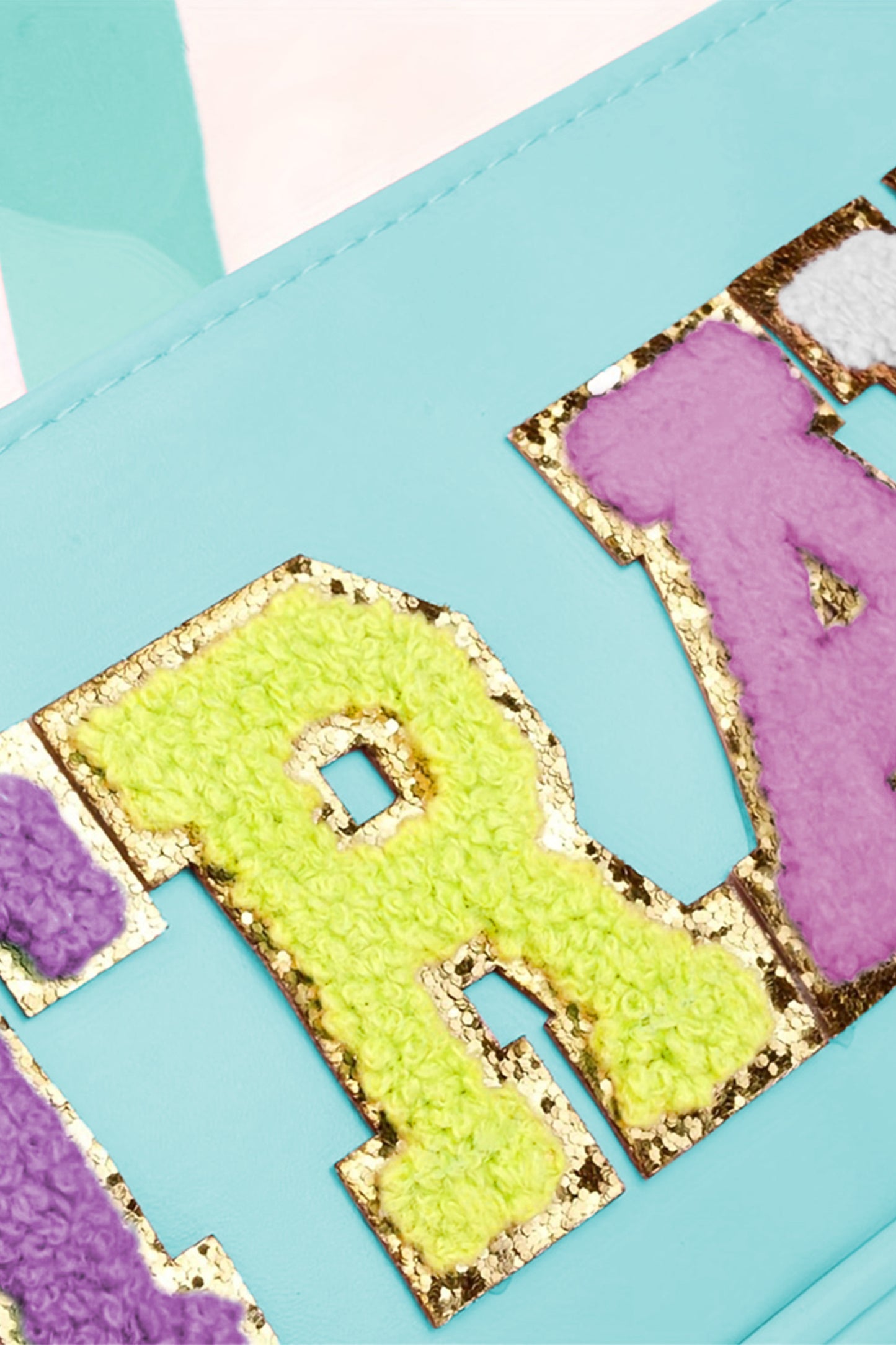 Mint Green TRAVEL Chenille Letter Clear Makeup Bag