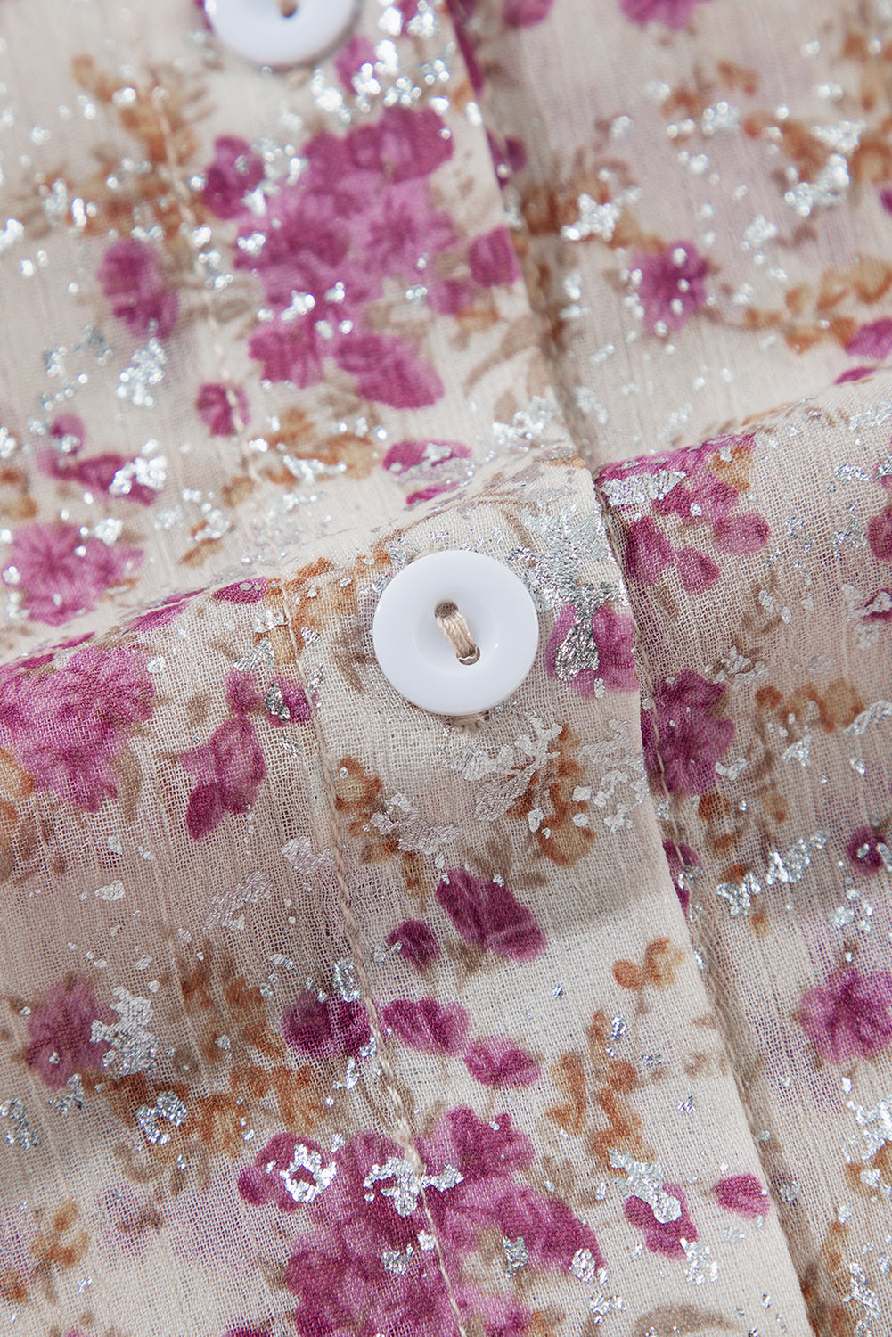Pink Floral Bishop Sleeve Collared Blouse