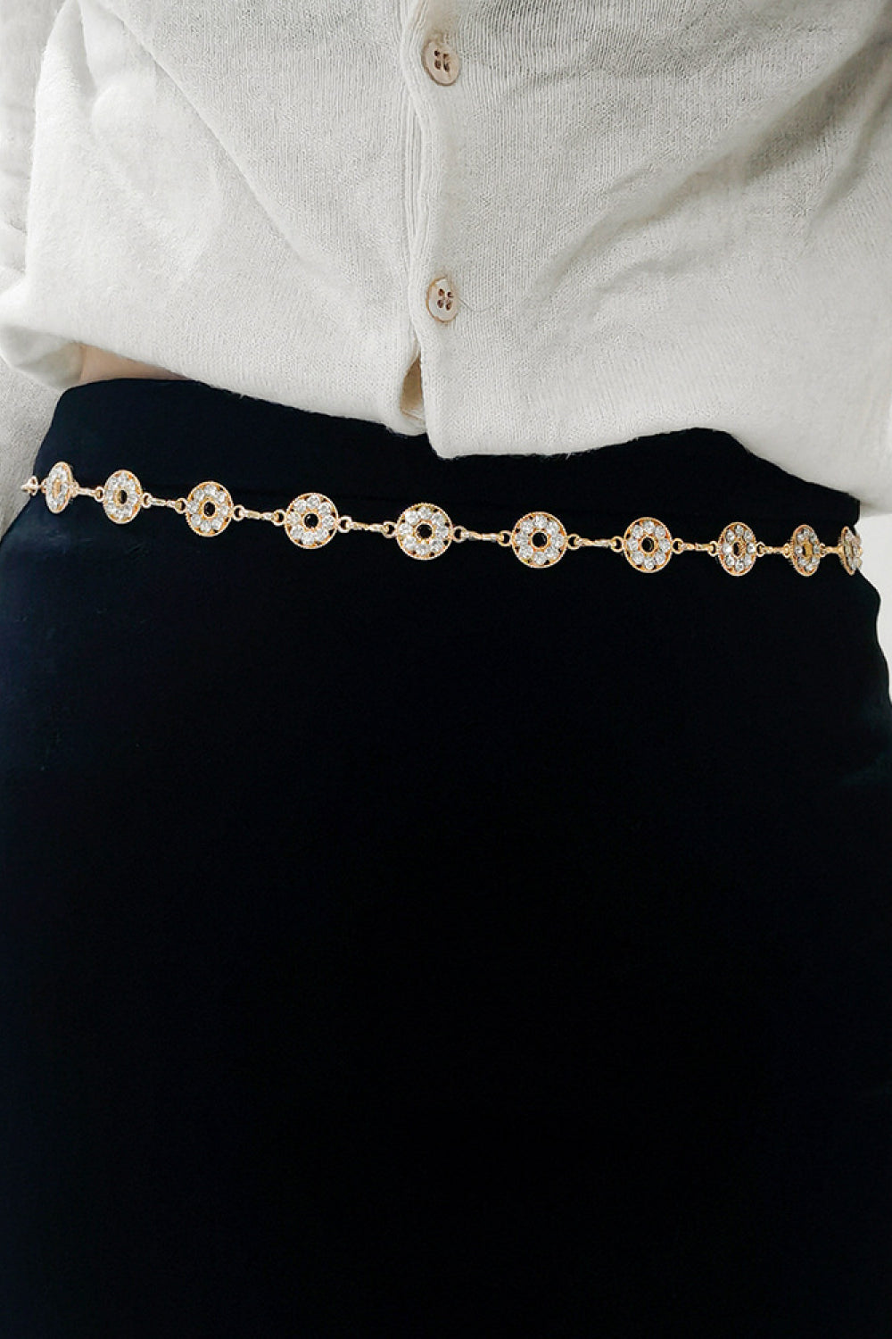 Rhinestone Decor Chain Belt