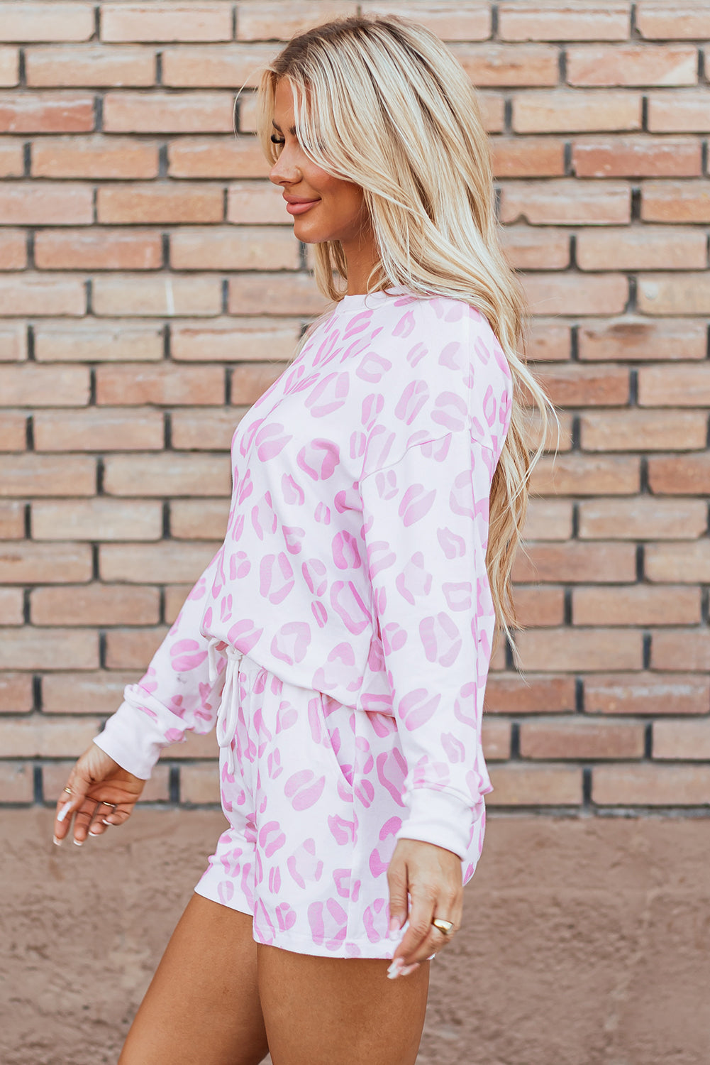 Pink Leopard Animal Print Loungewear Set