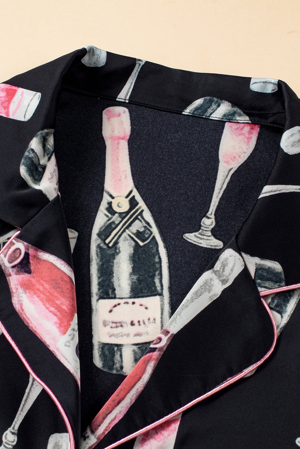 Champagne Print Silky Pajamas Set