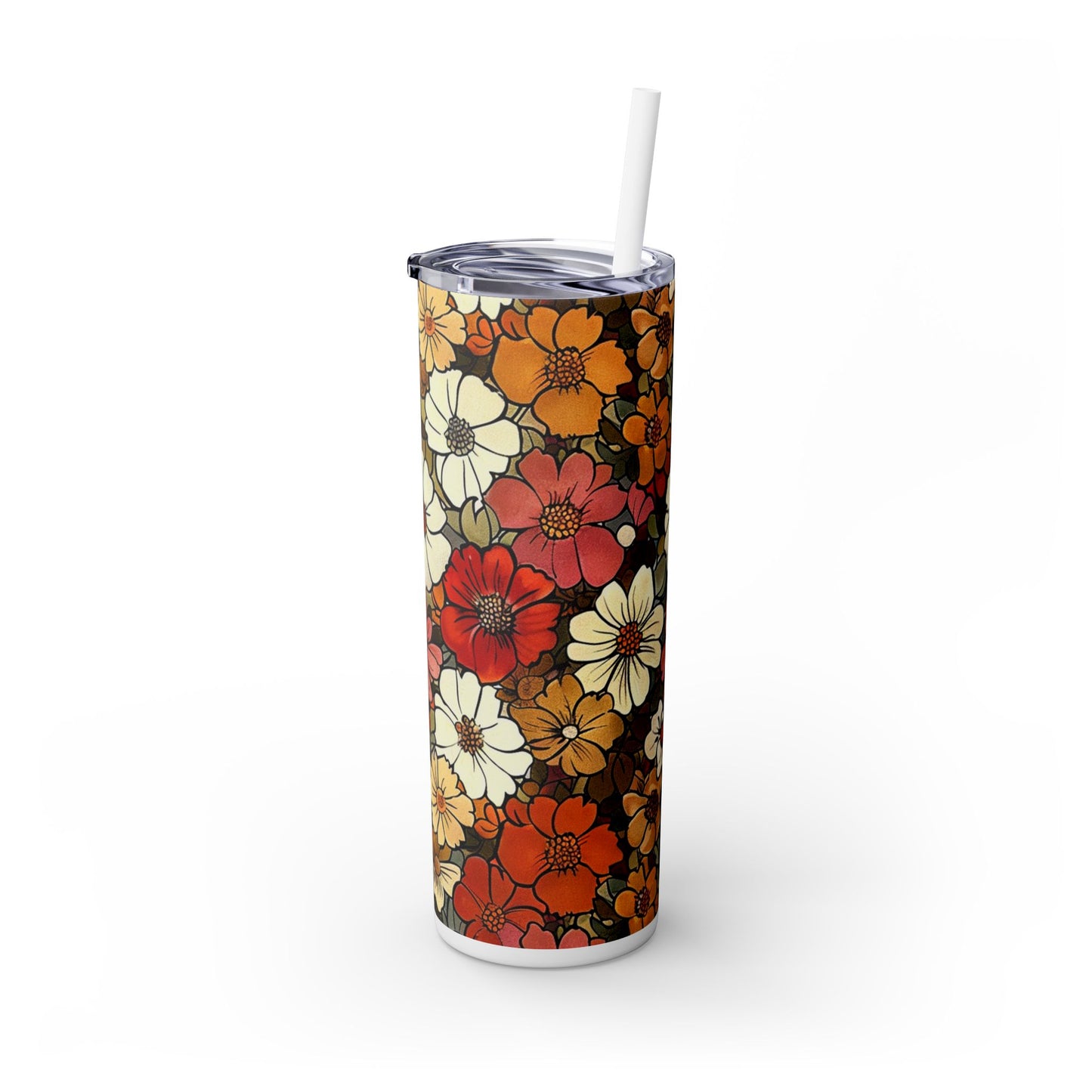 Retro Floral 20 oz Tumbler with Straw
