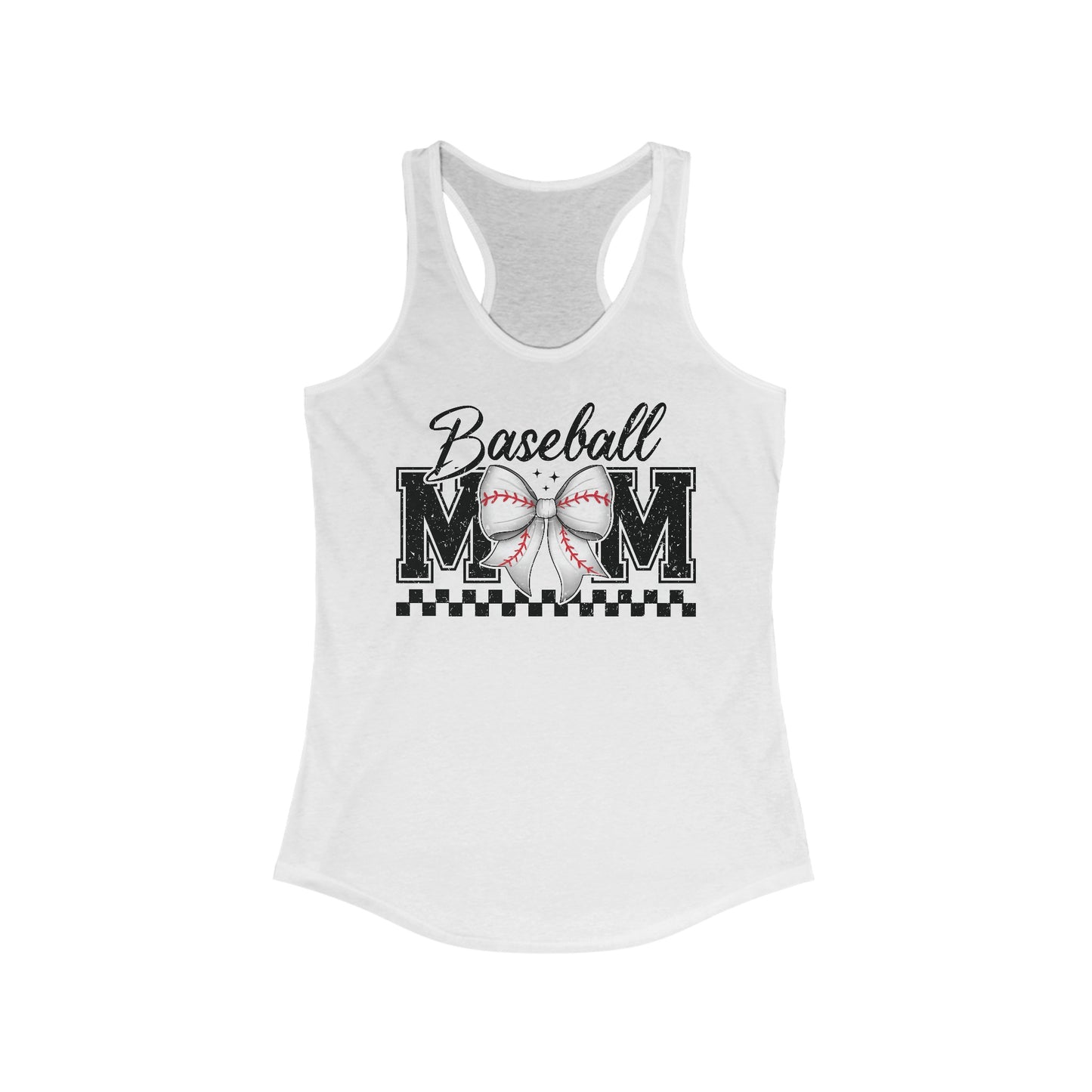 Baseball Mom Racerback Tank Top – Casual & Girly with Bow Design