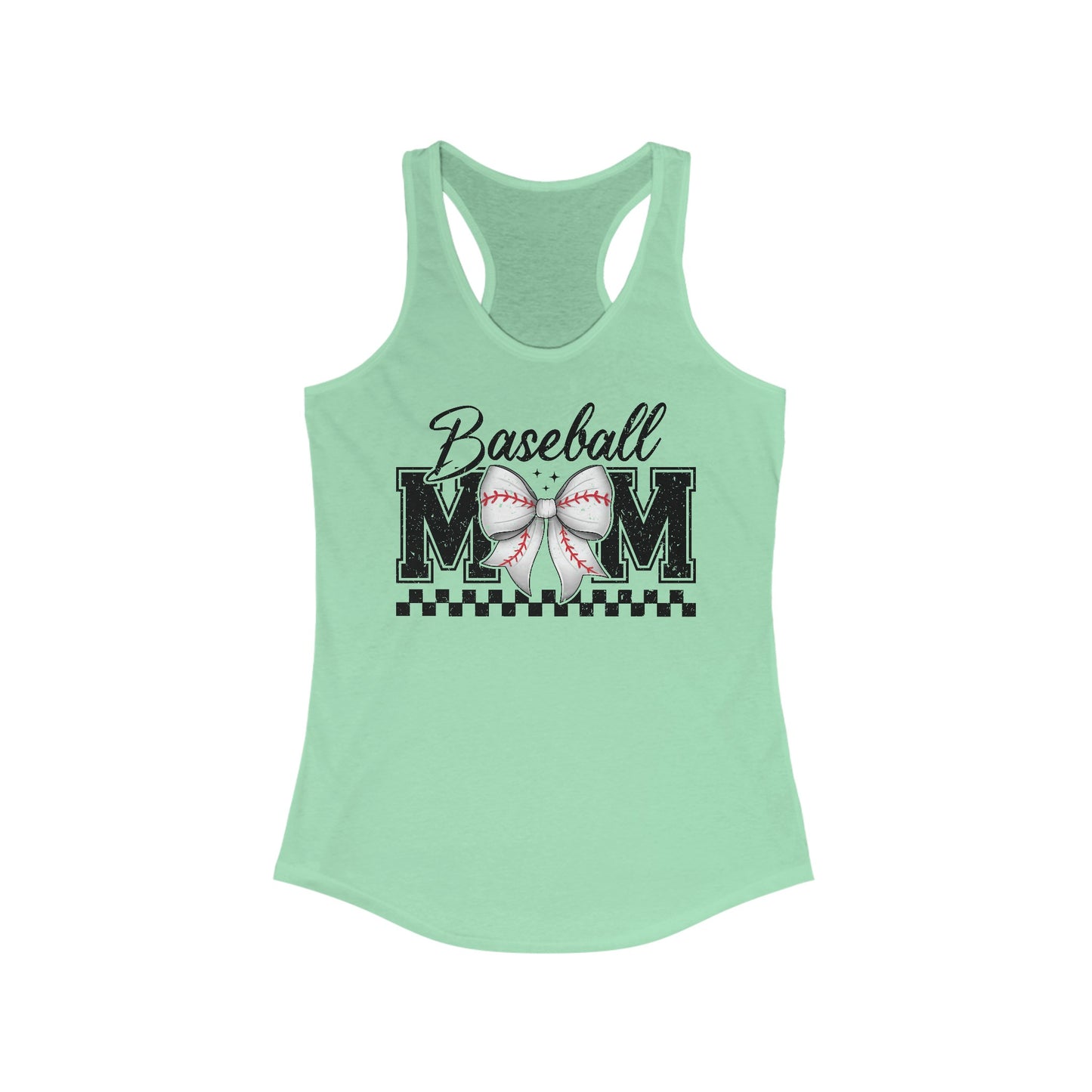Baseball Mom Racerback Tank Top – Casual & Girly with Bow Design