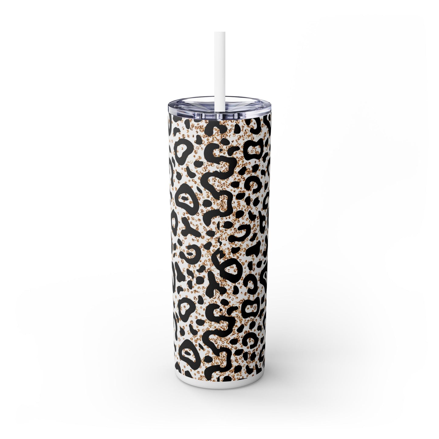 Girl Mom 20 oz Tumbler – Leopard Print & Glitter Design with Straw