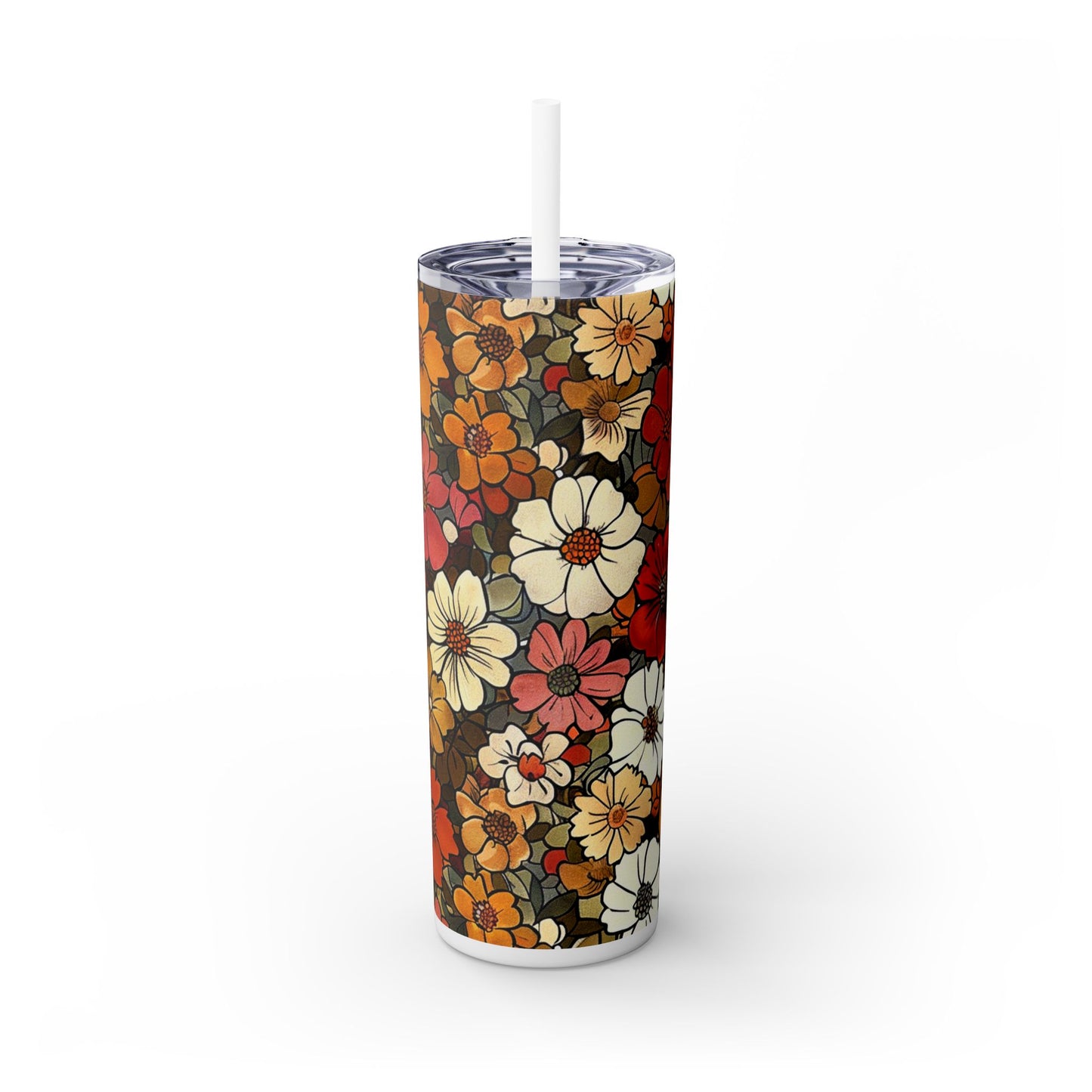 Retro Floral 20 oz Tumbler with Straw