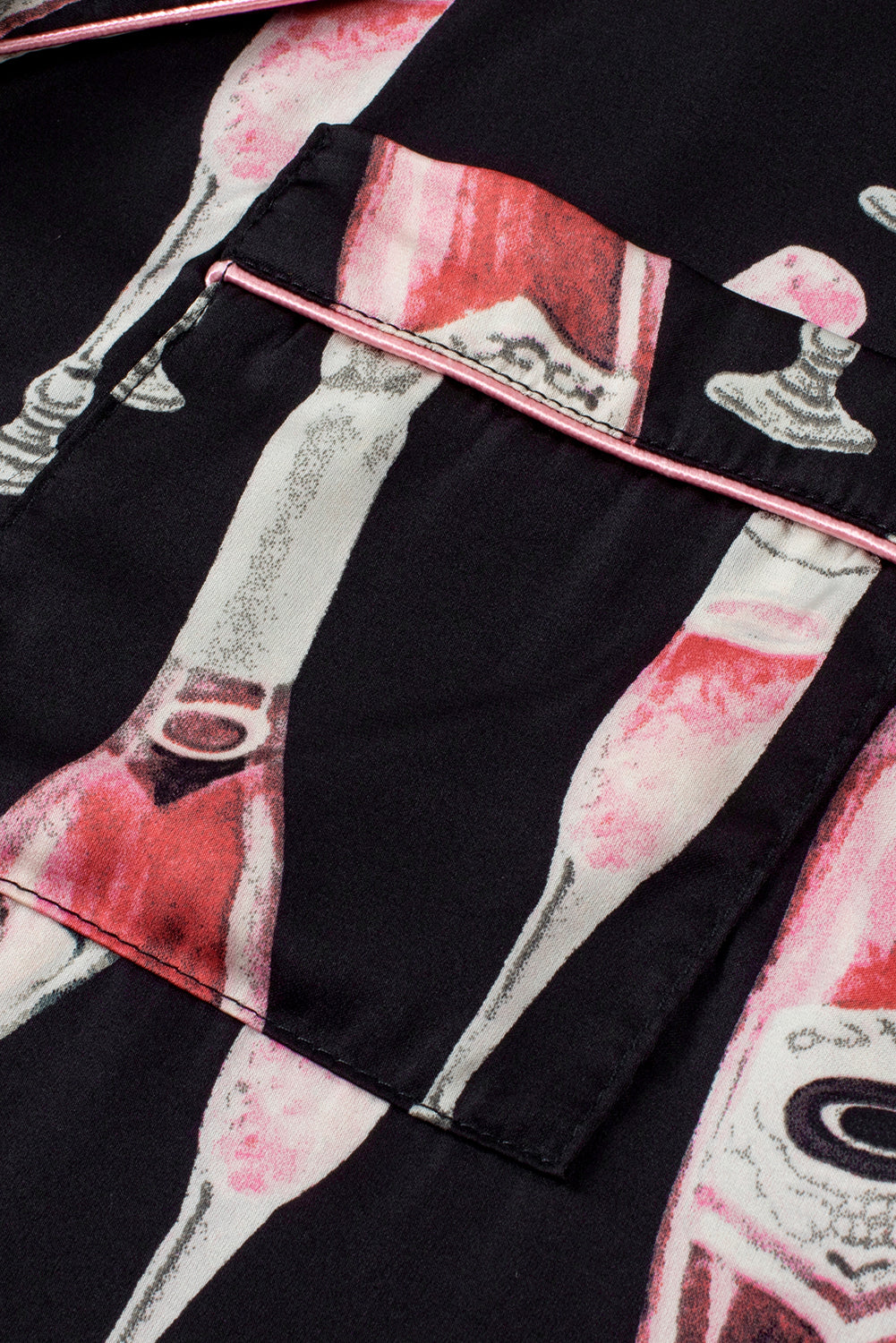 Champagne Print Silky Pajamas Set
