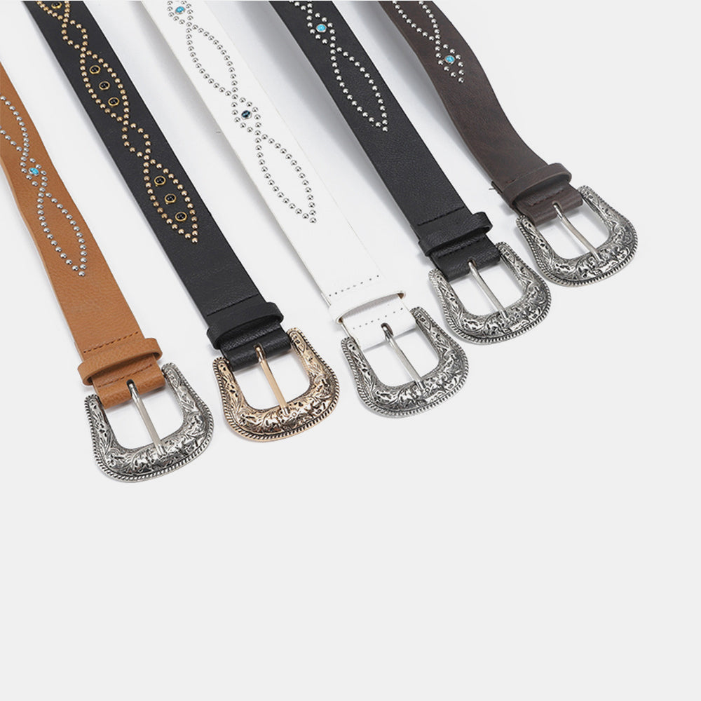 Western Leather Rhinestone Belt