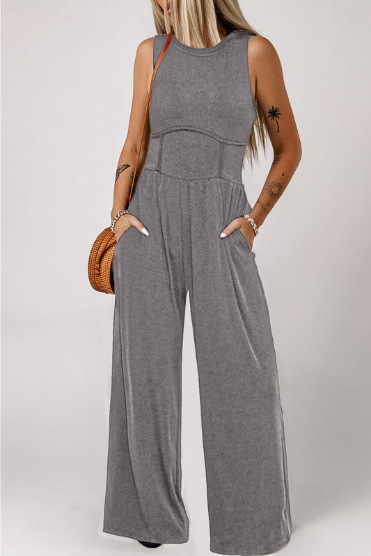 Flattering Crew Neck A-Line Jumpsuit