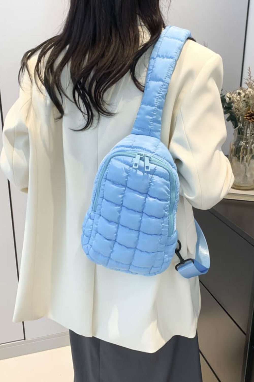 Olive Green Quilted Crossbody Bag