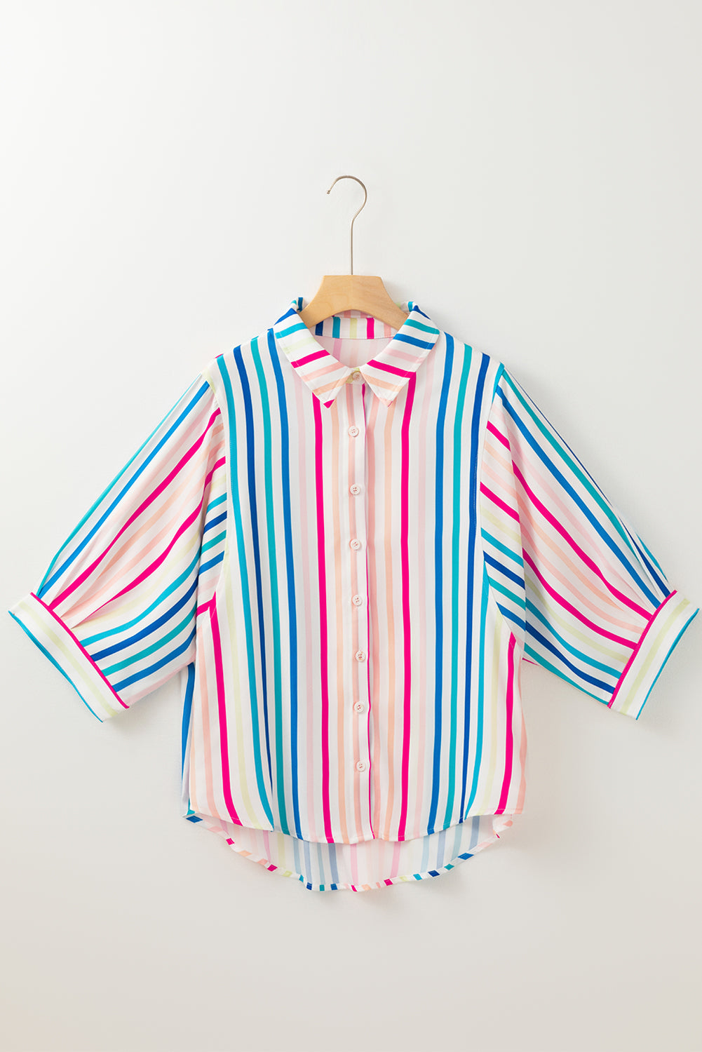 Pink Stripe Button Up Casual Shirt