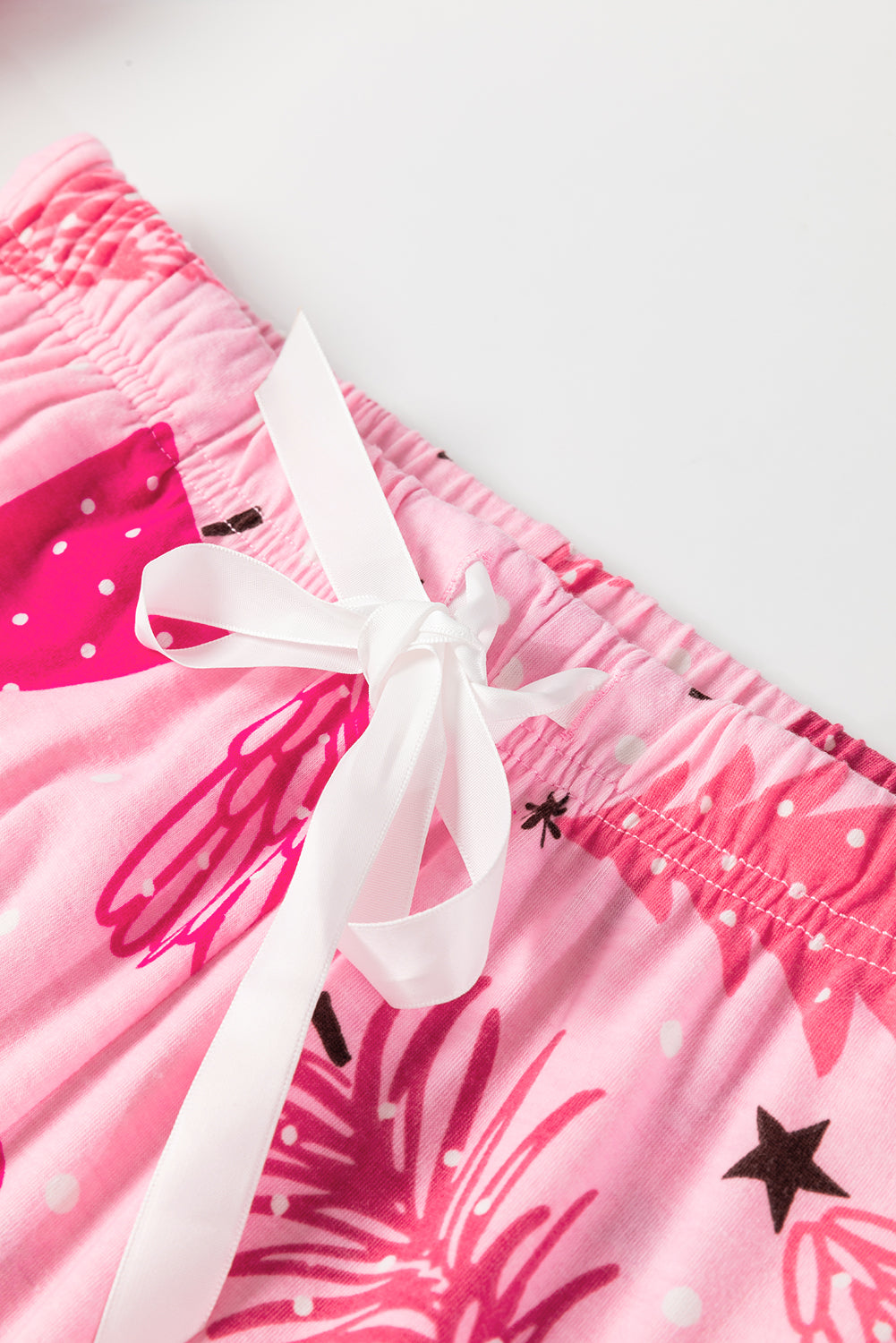 Pink Christmas Tree Print Lounge Set