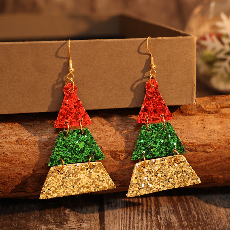 Christmas Tree Shape Sequin Earrings