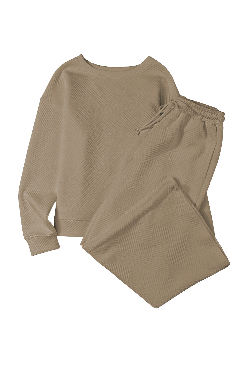 Textured Loose Slouchy Long Sleeve Top and Pants Set