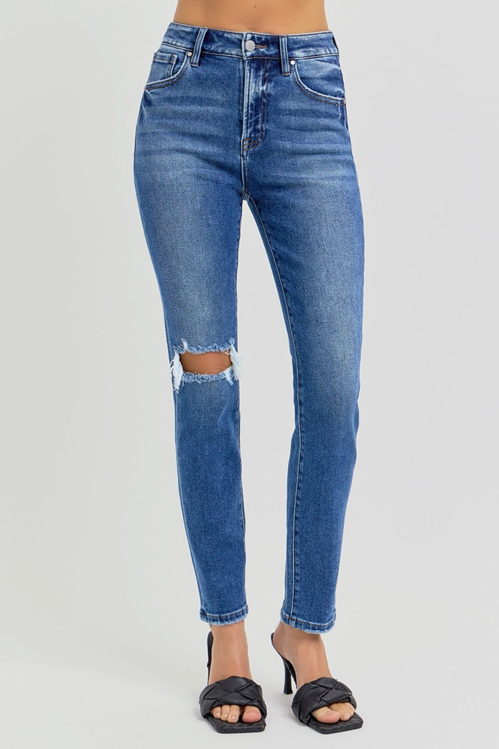 High Rise Skinny Distressed Jeans