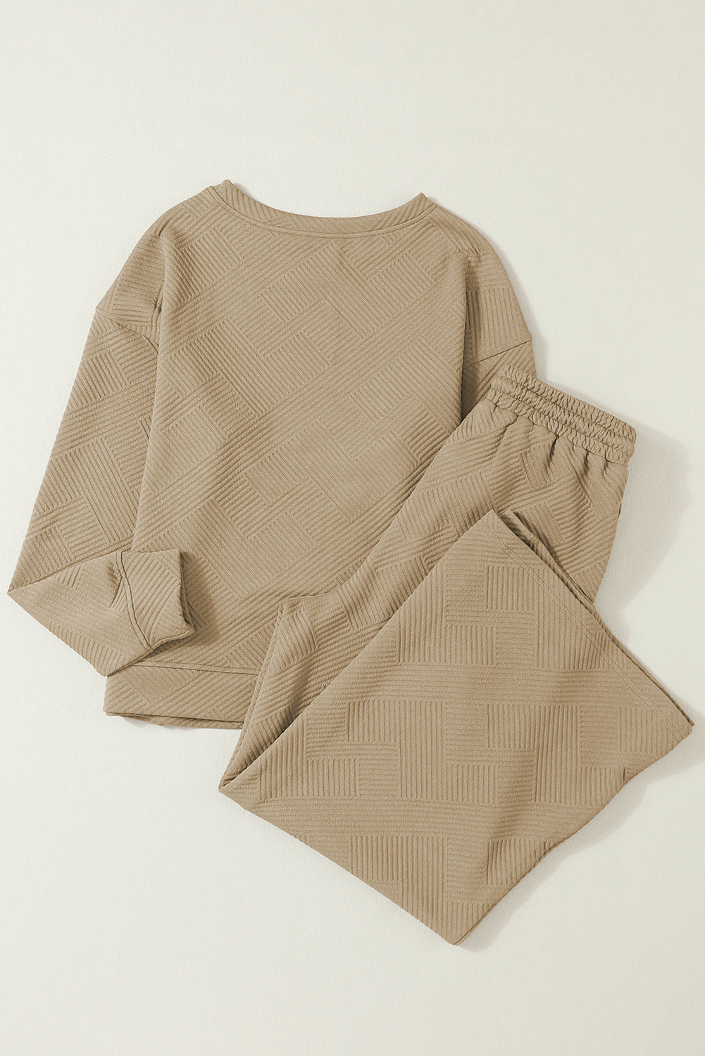 Textured Loose Slouchy Long Sleeve Top and Pants Set