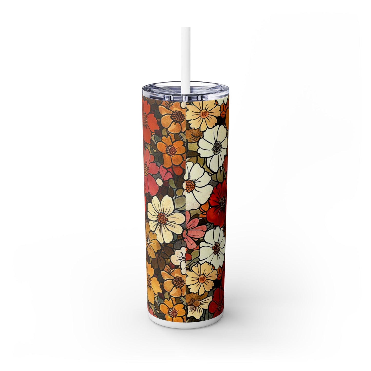 Retro Floral 20 oz Tumbler with Straw