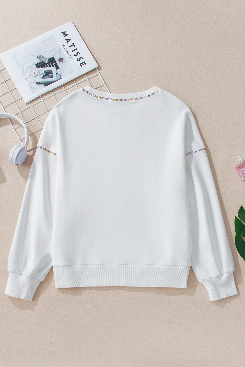 White Sequin Football Pattern Game Day Sweatshirt