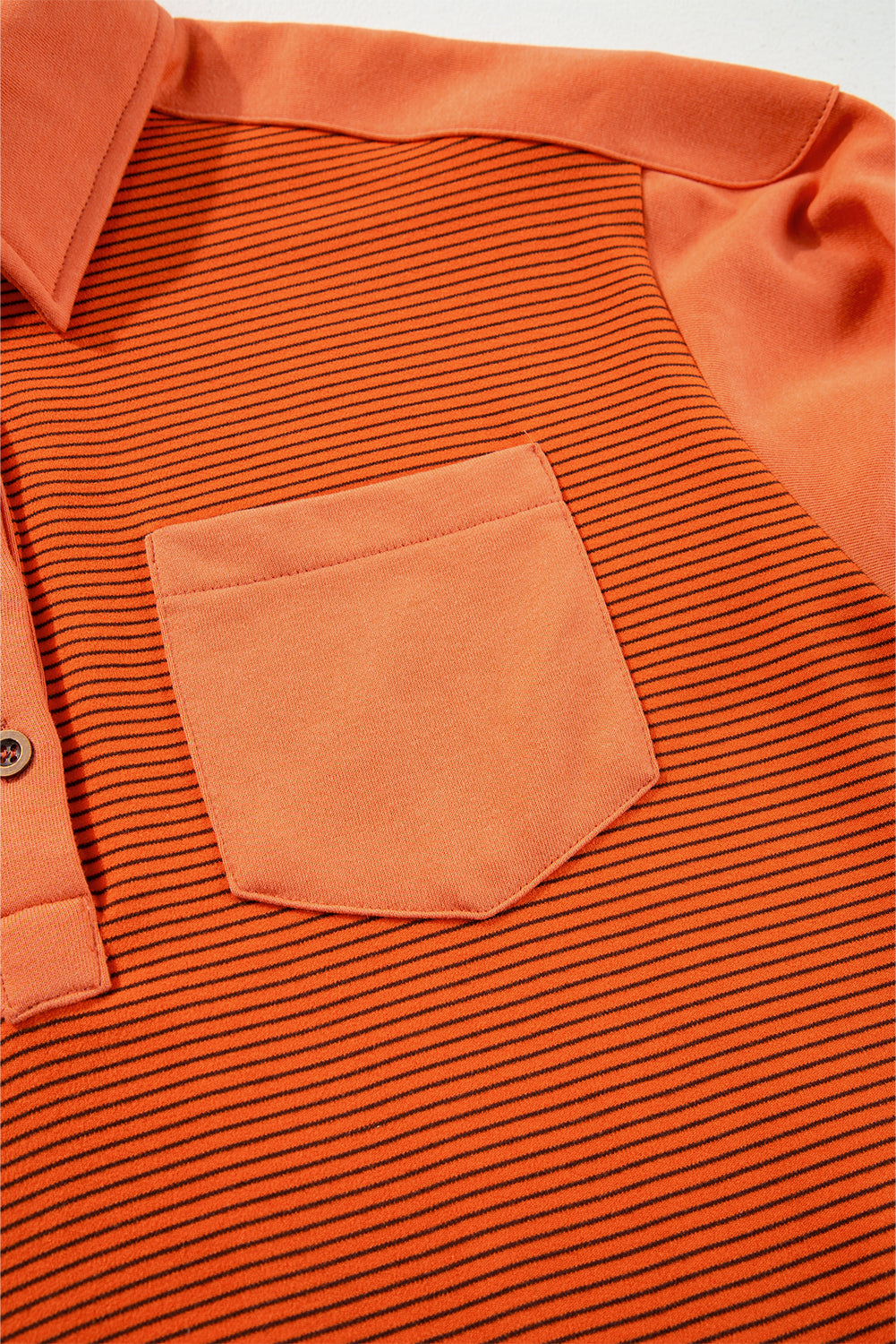 Trendy Henley Pullover with Puff Sleeves and Exposed Seams
