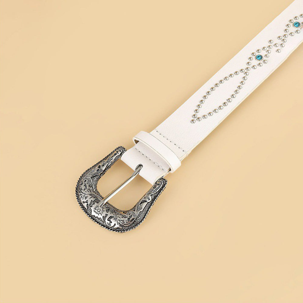 Western Leather Rhinestone Belt