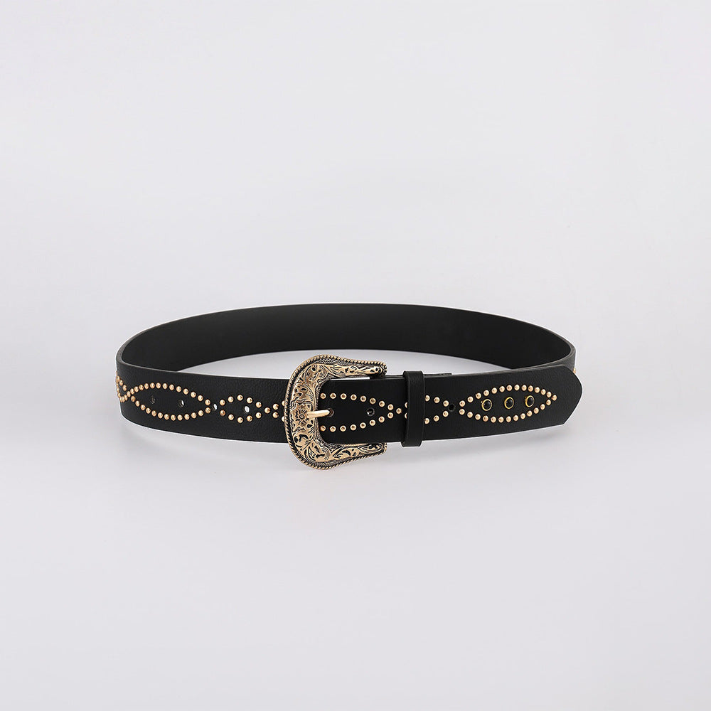 Western Leather Rhinestone Belt