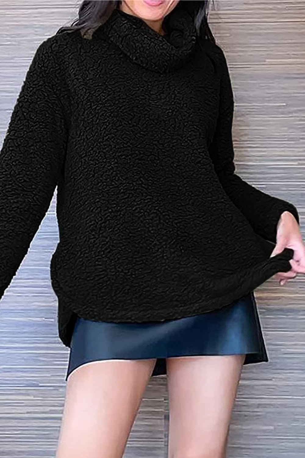 Cozy Caramel Fuzzy Turtleneck Sweatshirt