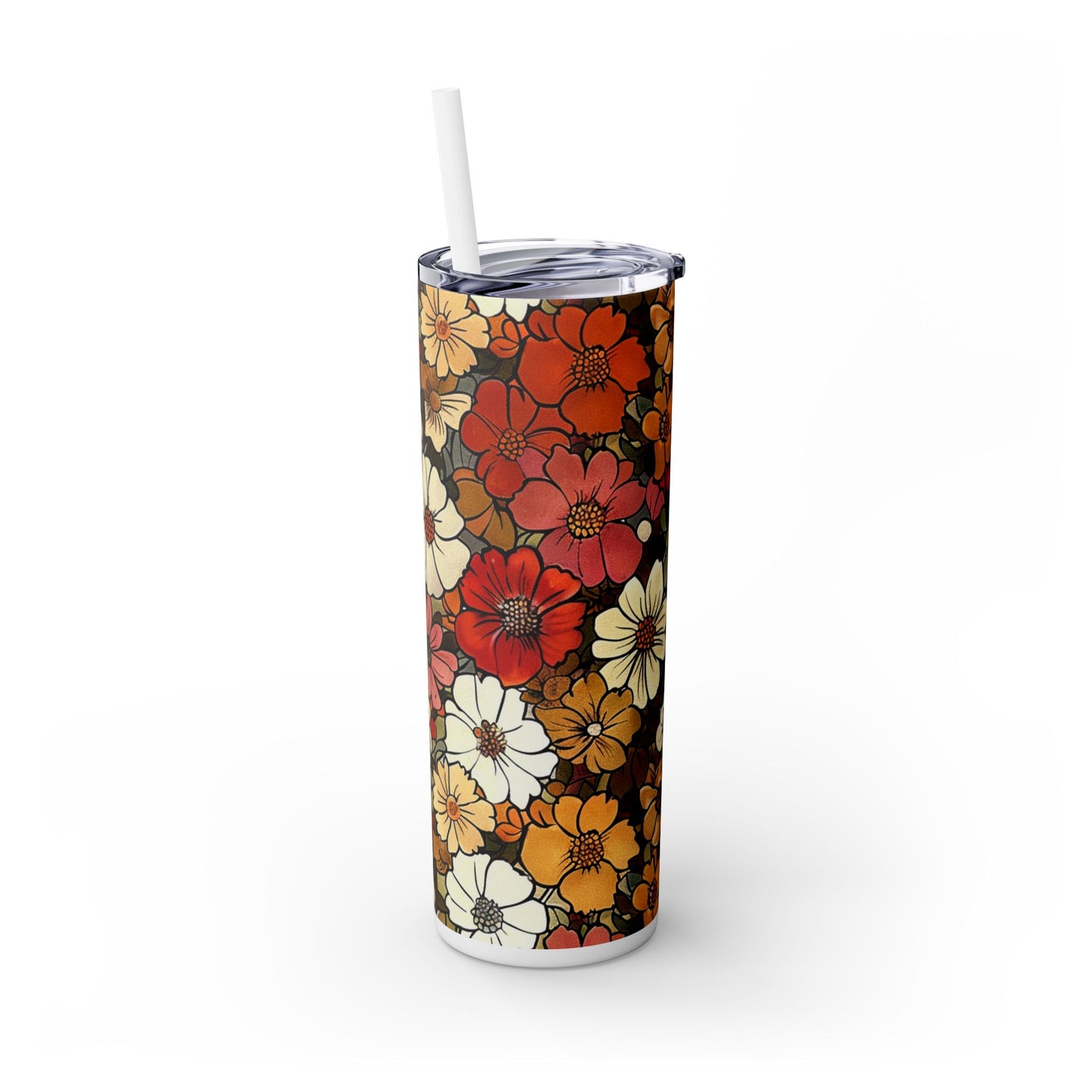 Retro Floral 20 oz Tumbler with Straw