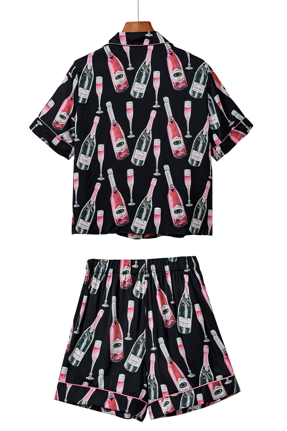 Champagne Print Silky Pajamas Set