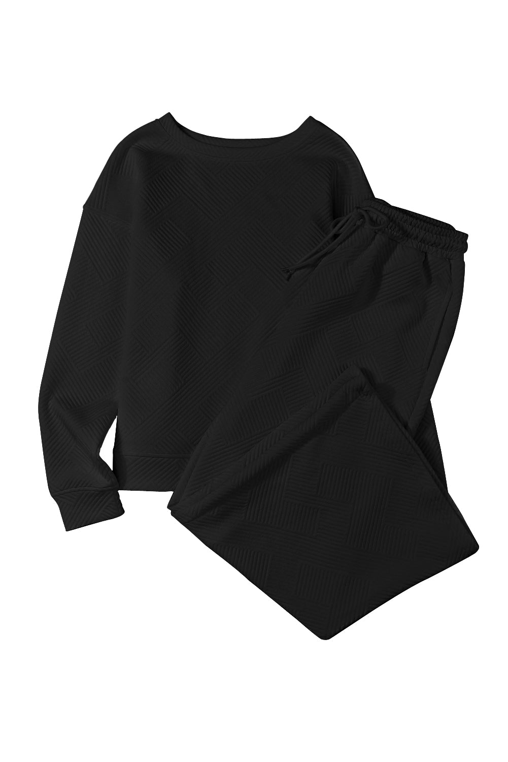 Textured Loose Slouchy Long Sleeve Top and Pants Set