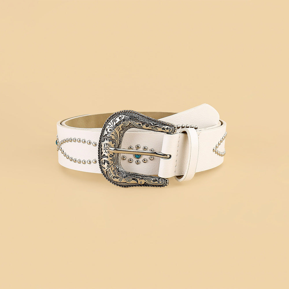 Western Leather Rhinestone Belt
