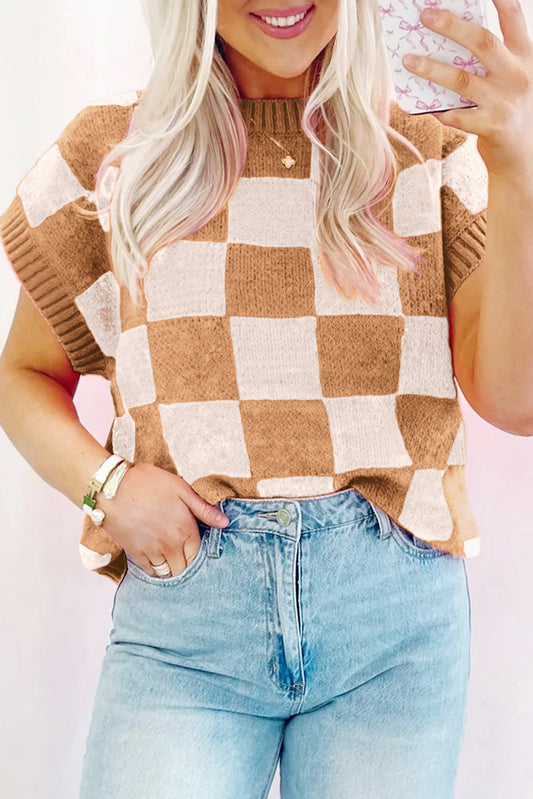 Colorblock Checkered Knit