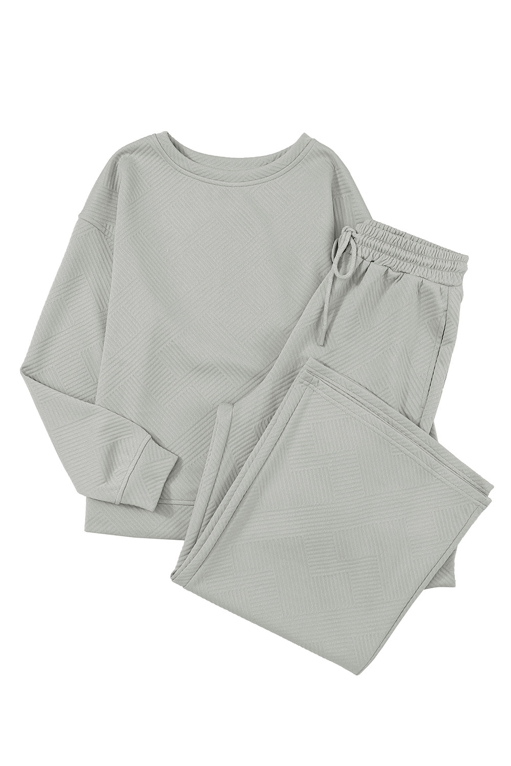 Textured Loose Slouchy Long Sleeve Top and Pants Set