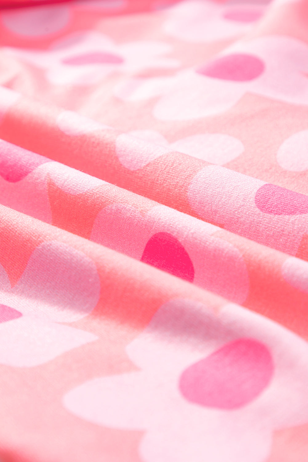 Pink Floral Print Short Sleeve Shirt Pajamas Set