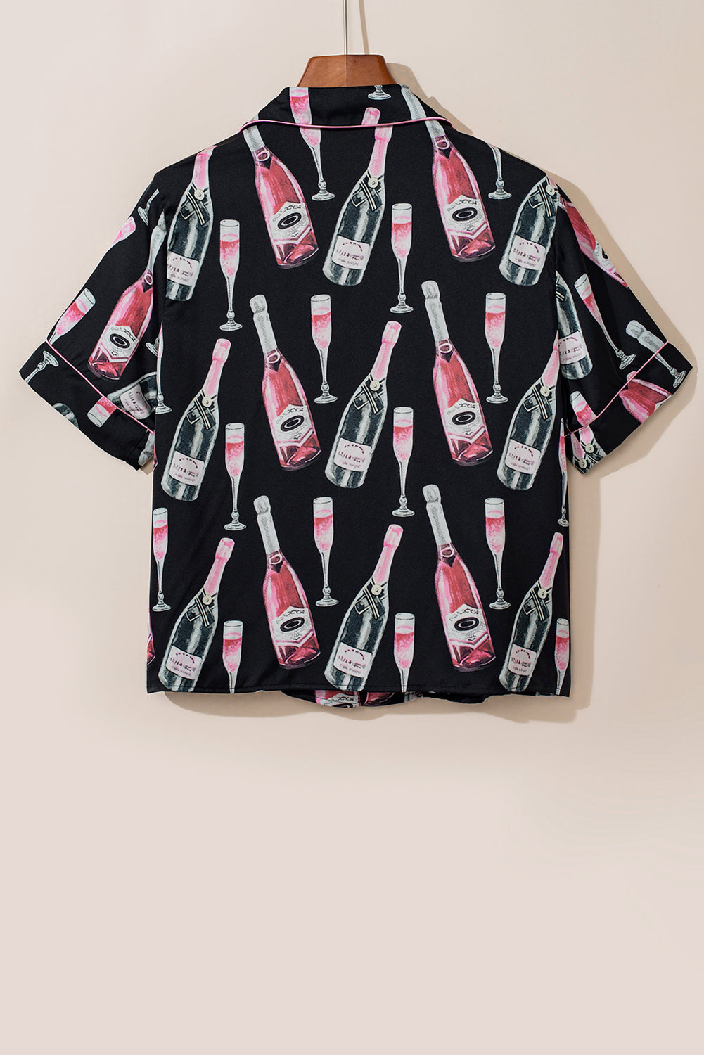 Champagne Print Silky Pajamas Set