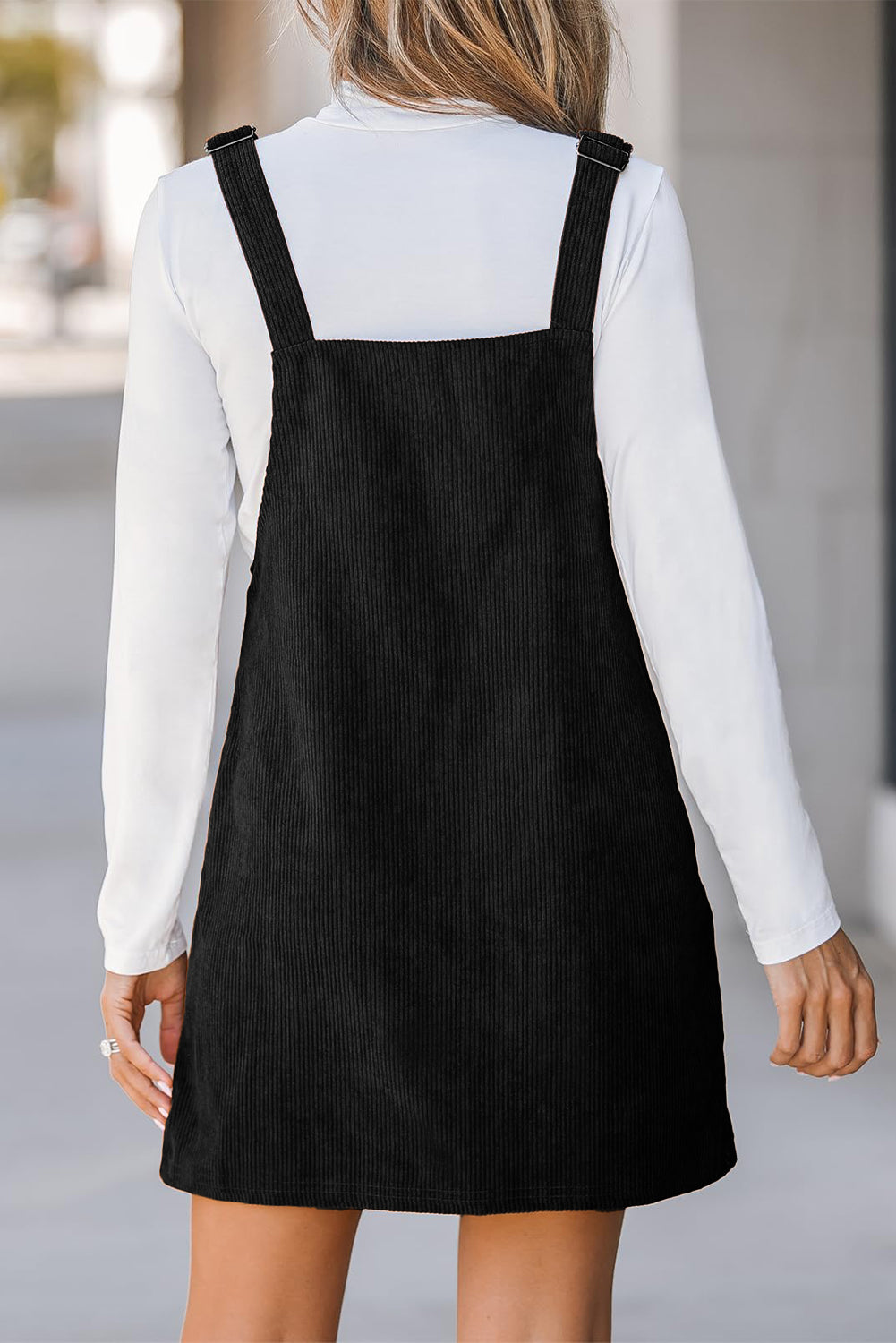 Front Pocket Sleeveless Corduroy Overall Dress