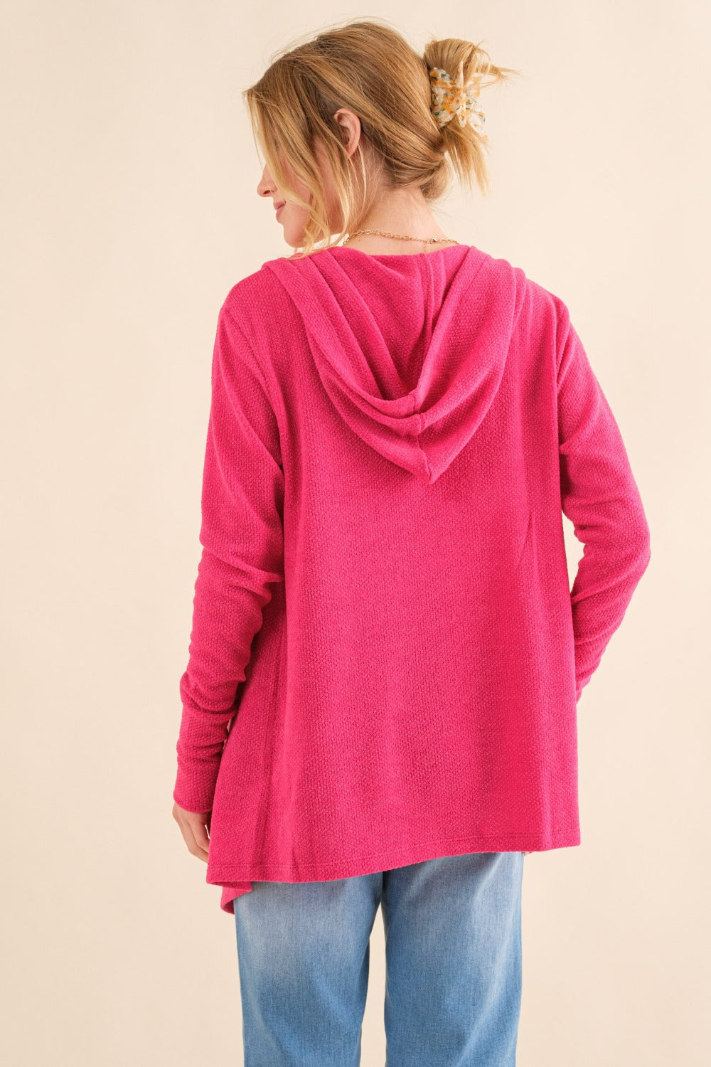 Hooded Open Front Cardigan with Pockets