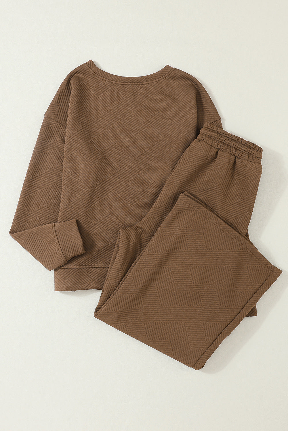 Textured Loose Slouchy Long Sleeve Top and Pants Set