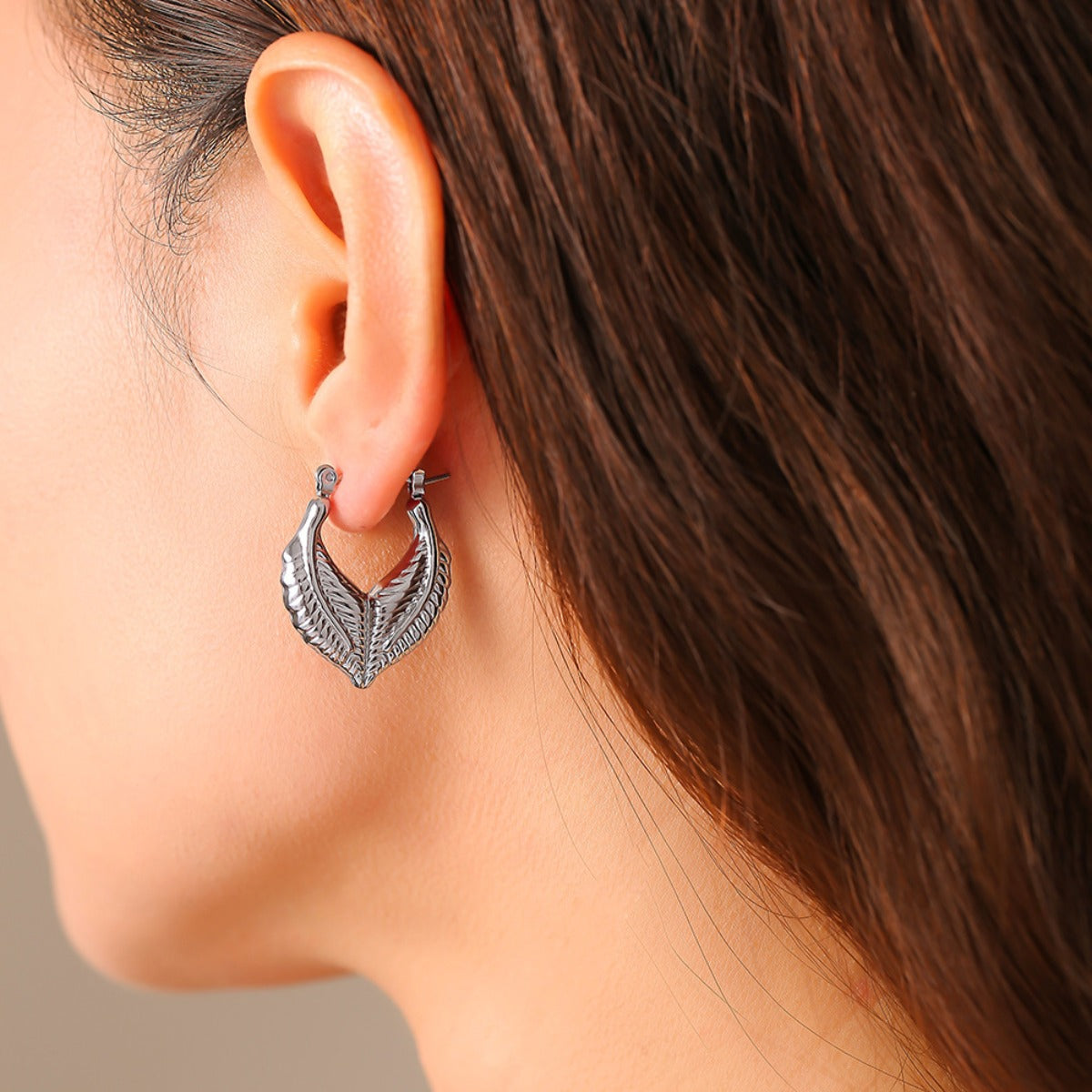 Titanium Steel Gold Leaf Shape Earrings