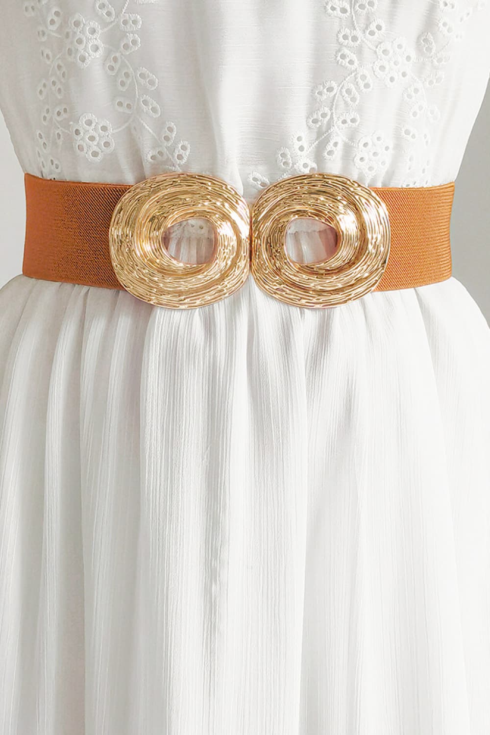 Stylish Elastic Belt with Gold Buckle