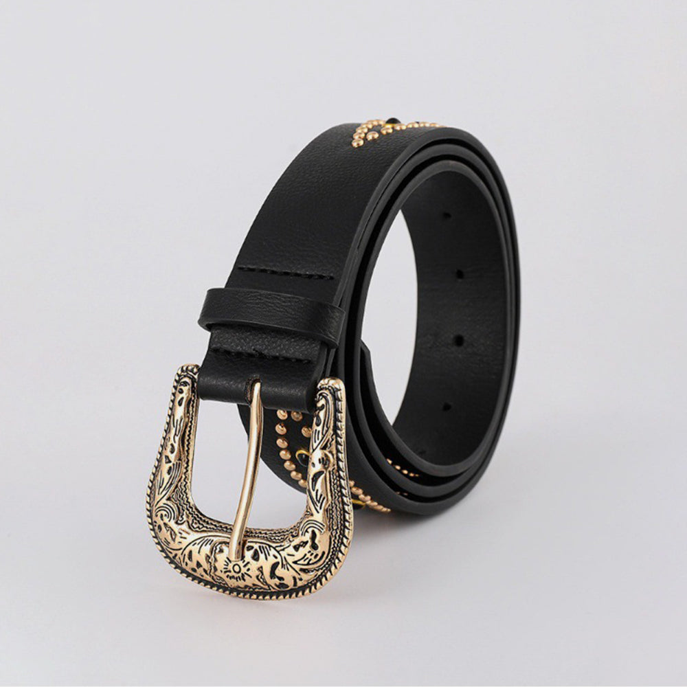 Western Leather Rhinestone Belt