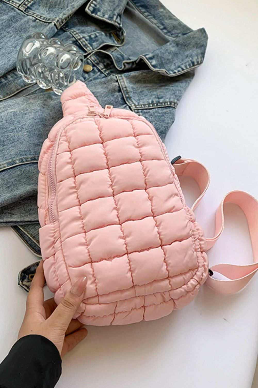 Olive Green Quilted Crossbody Bag