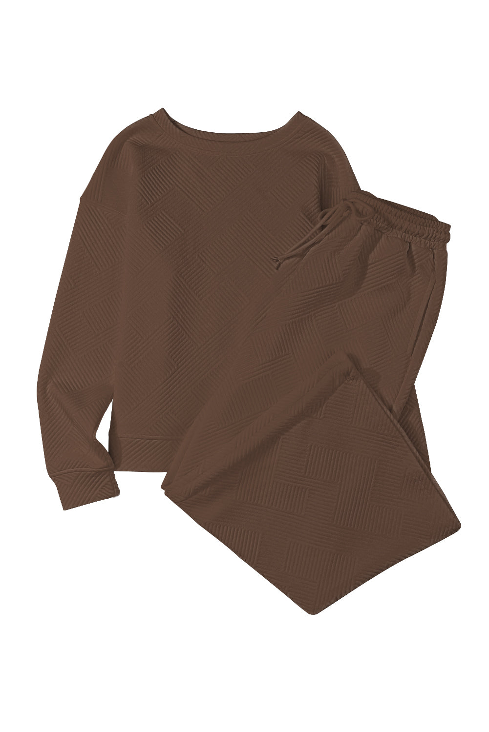 Textured Loose Slouchy Long Sleeve Top and Pants Set