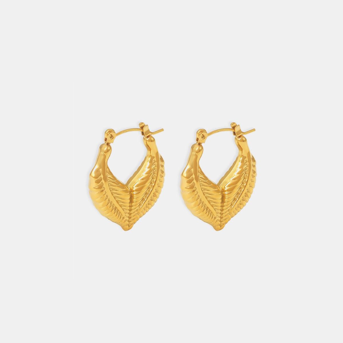 Titanium Steel Gold Leaf Shape Earrings