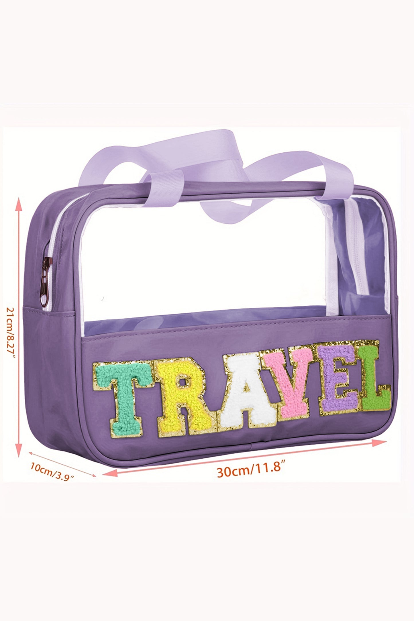 Purple TRAVEL Letter Clear Makeup Bag