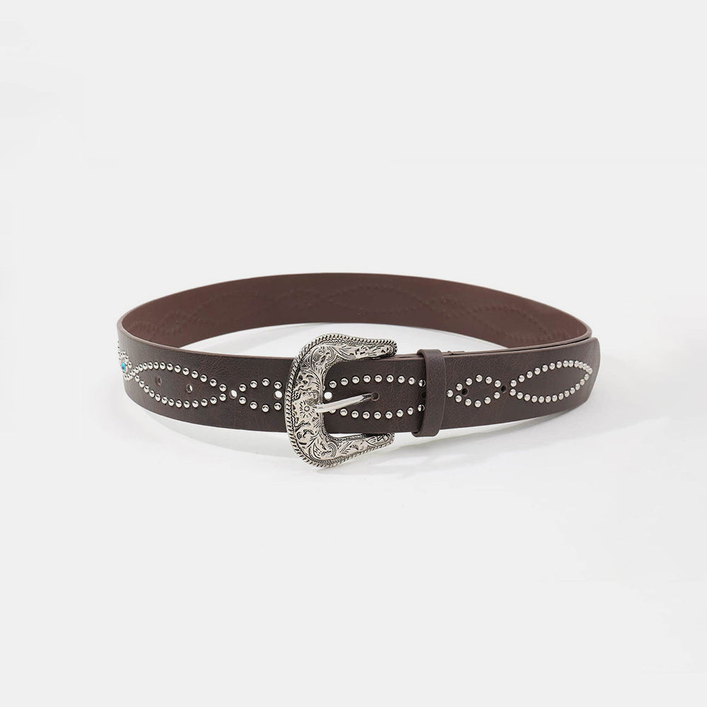 Western Leather Rhinestone Belt