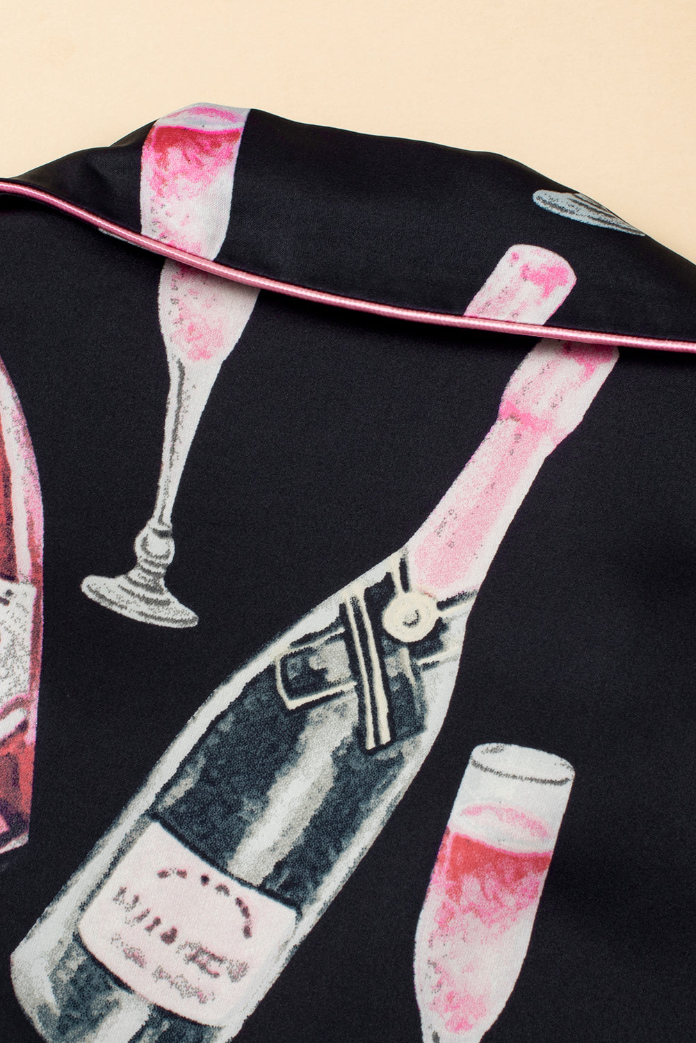 Champagne Print Silky Pajamas Set